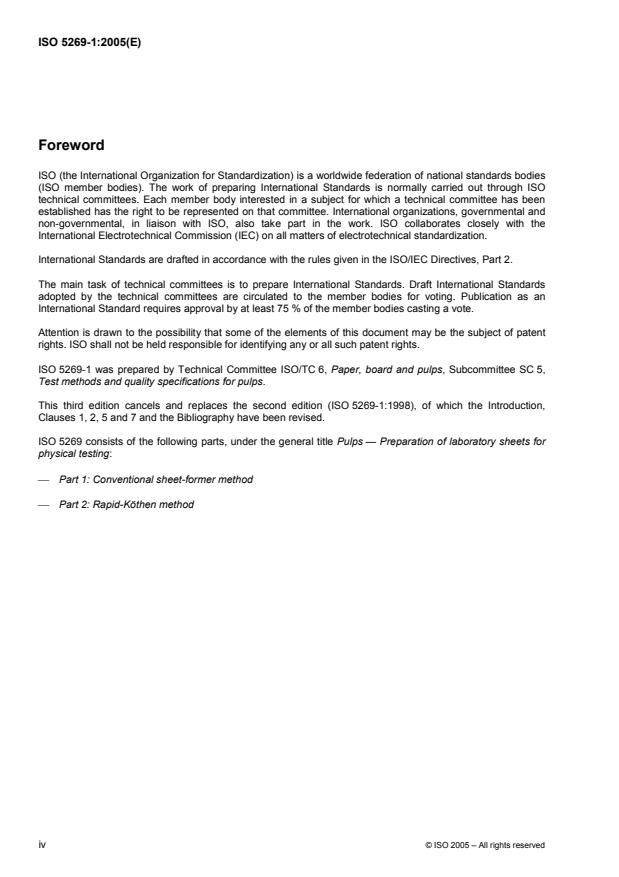 ISO 5269-1:2005 ISO 5269-1:2005 - Pulps -- Preparation of laboratory sheets for physical testing - Page 4 preview