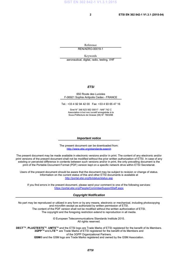 SIST EN 302 842-1 V1.3.1:2015 SIST EN 302 842-1 V1.3.1:2015 - Page 4 preview