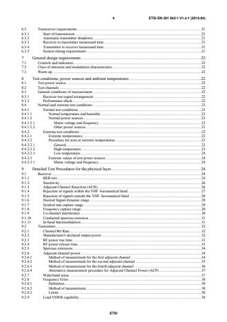 SIST EN 301 842-1 V1.4.1:2015 ETSI EN 301 842-1 V1.4.1 (2015-04) - VHF air-ground Digital Link (VDL) Mode 4 radio equipment; Technical characteristics and methods of measurement for ground-based equipment; Part 1: EN for ground equipment - Page 4 preview