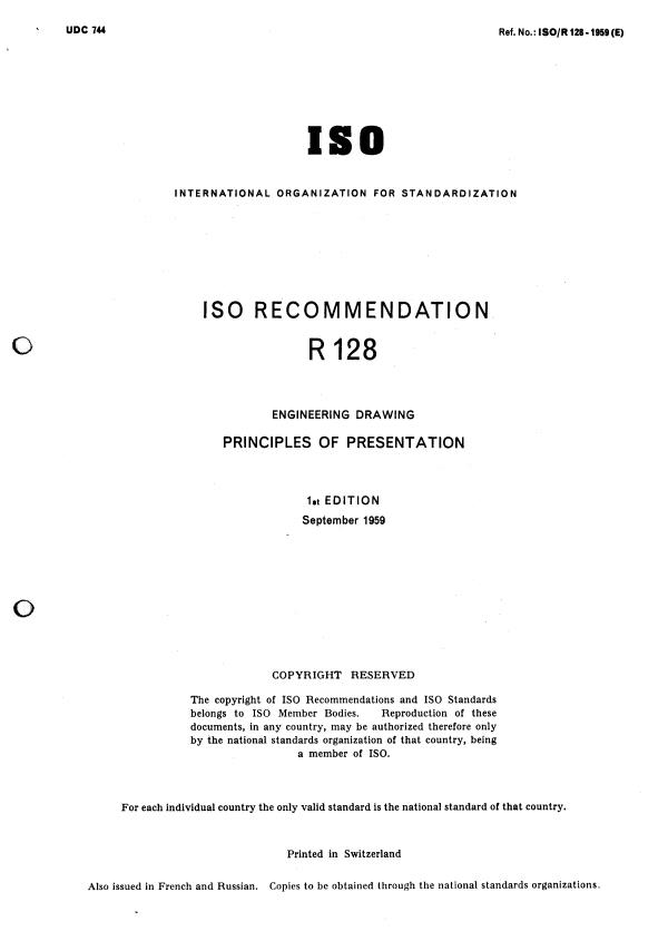 ISO/R 128:1959 - Withdrawal of ISO/R 128-1959