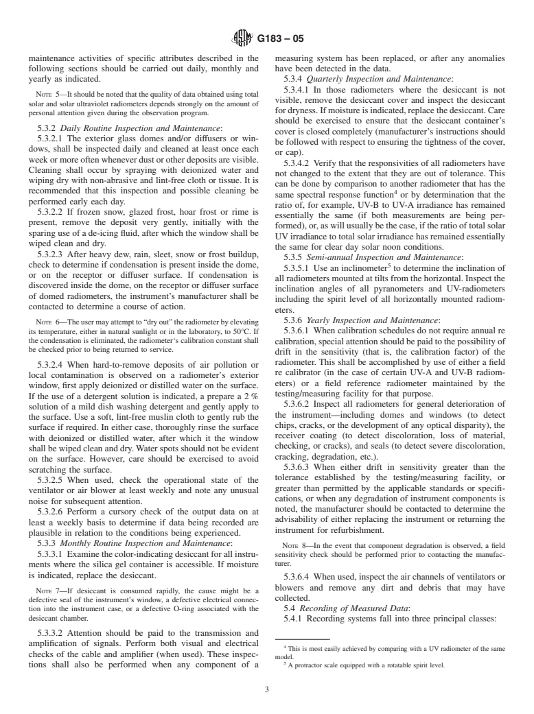 ASTM G183-05 - Standard Practice for Field Use of Pyranometers, Pyrheliometers and UV Radiometers