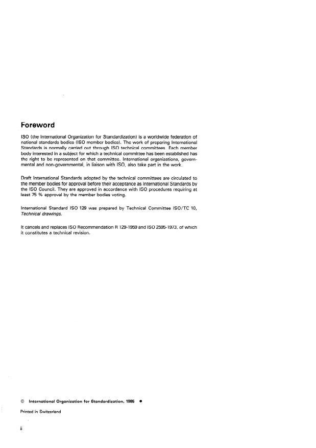 ISO 129:1985 ISO 129:1985 - Technical drawings -- Dimensioning -- General principles, definitions, methods of execution and special indications - Page 2 preview