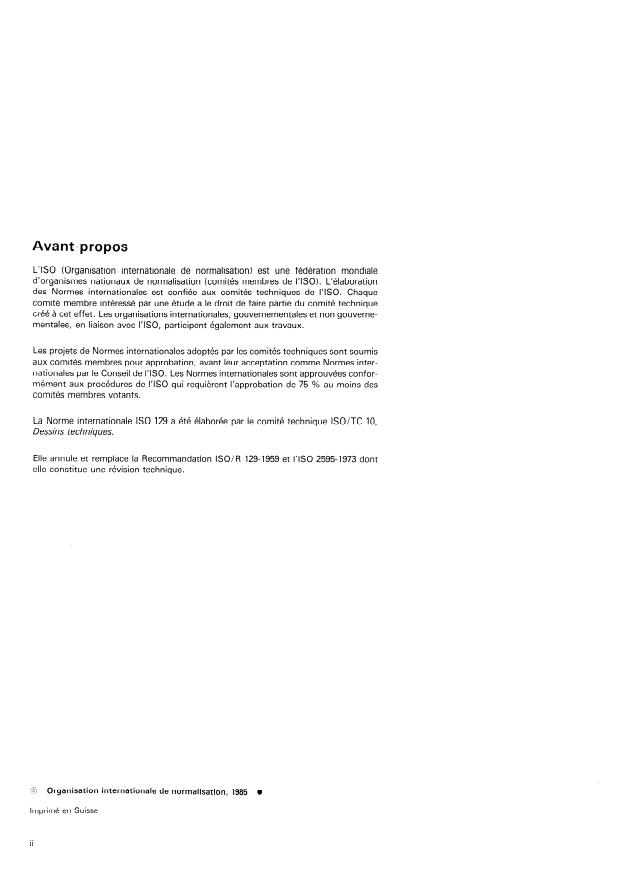 ISO 129:1985 ISO 129:1985 - Dessins techniques -- Cotation -- Principes généraux, définitions, méthodes d'exécution et indications spéciales - Page 2 preview