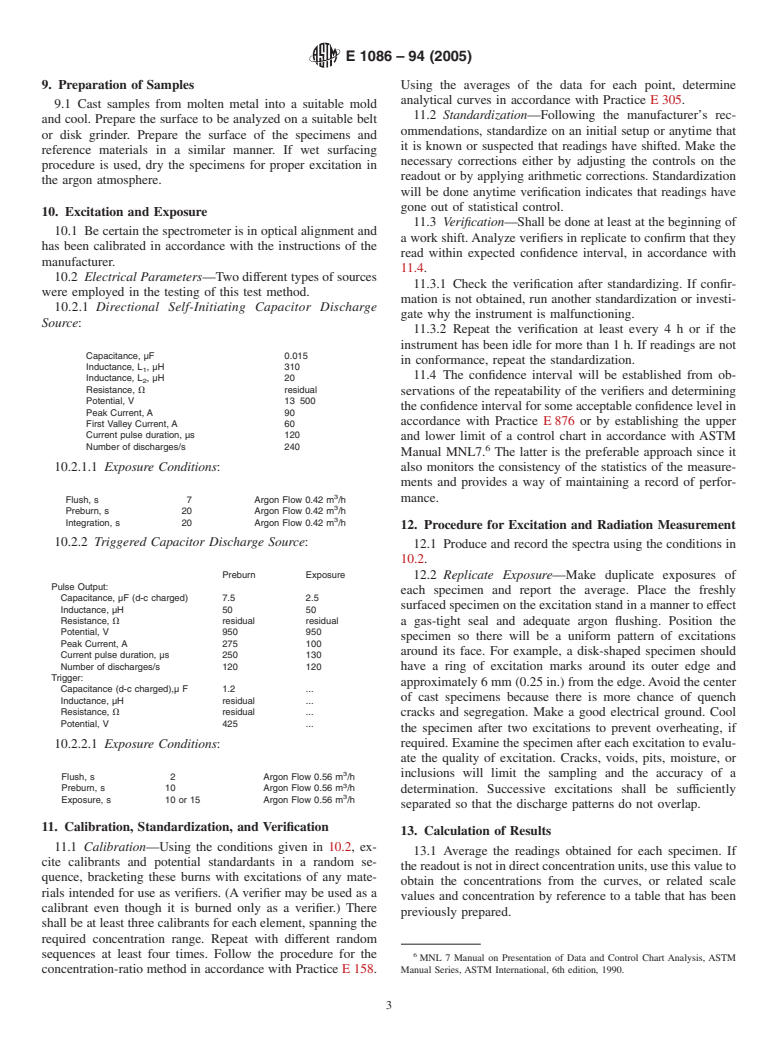 ASTM E1086-94(2005) - Standard Test Method for Optical Emission Vacuum Spectrometric Analysis of Stainless Steel by the Point-to-Plane Excitation Technique