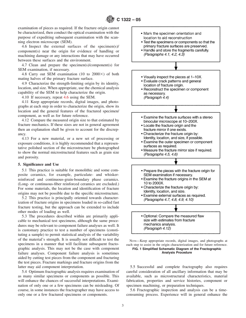 ASTM C1322-05 - Standard Practice for Fractography and Characterization of Fracture Origins in Advanced Ceramics