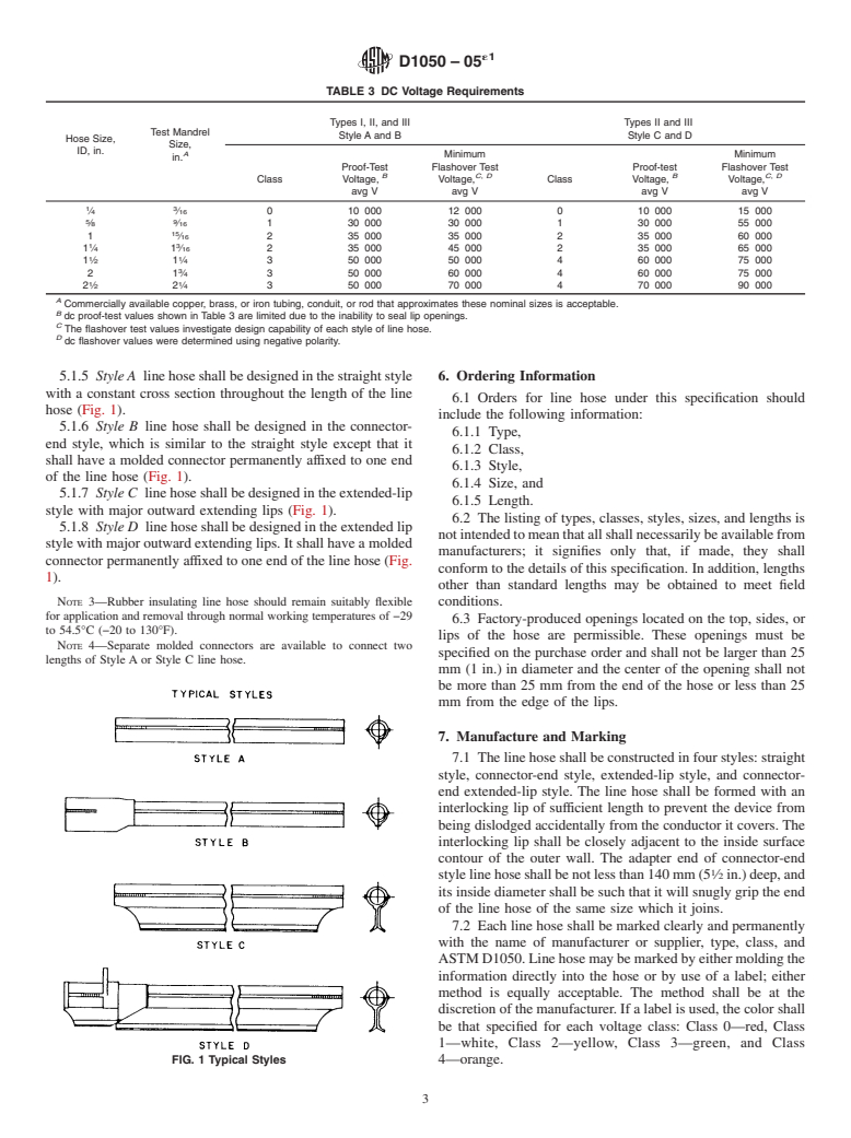 ASTM D1050-05e1 - Standard Specification for Rubber Insulating Line Hose