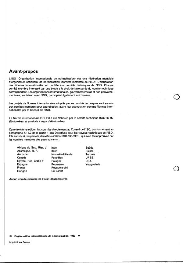 ISO 133:1983 ISO 133:1983 - Caoutchouc vulcanisé -- Détermination de la résistance au développement d'une craquelure (De Mattia) - Page 2 preview
