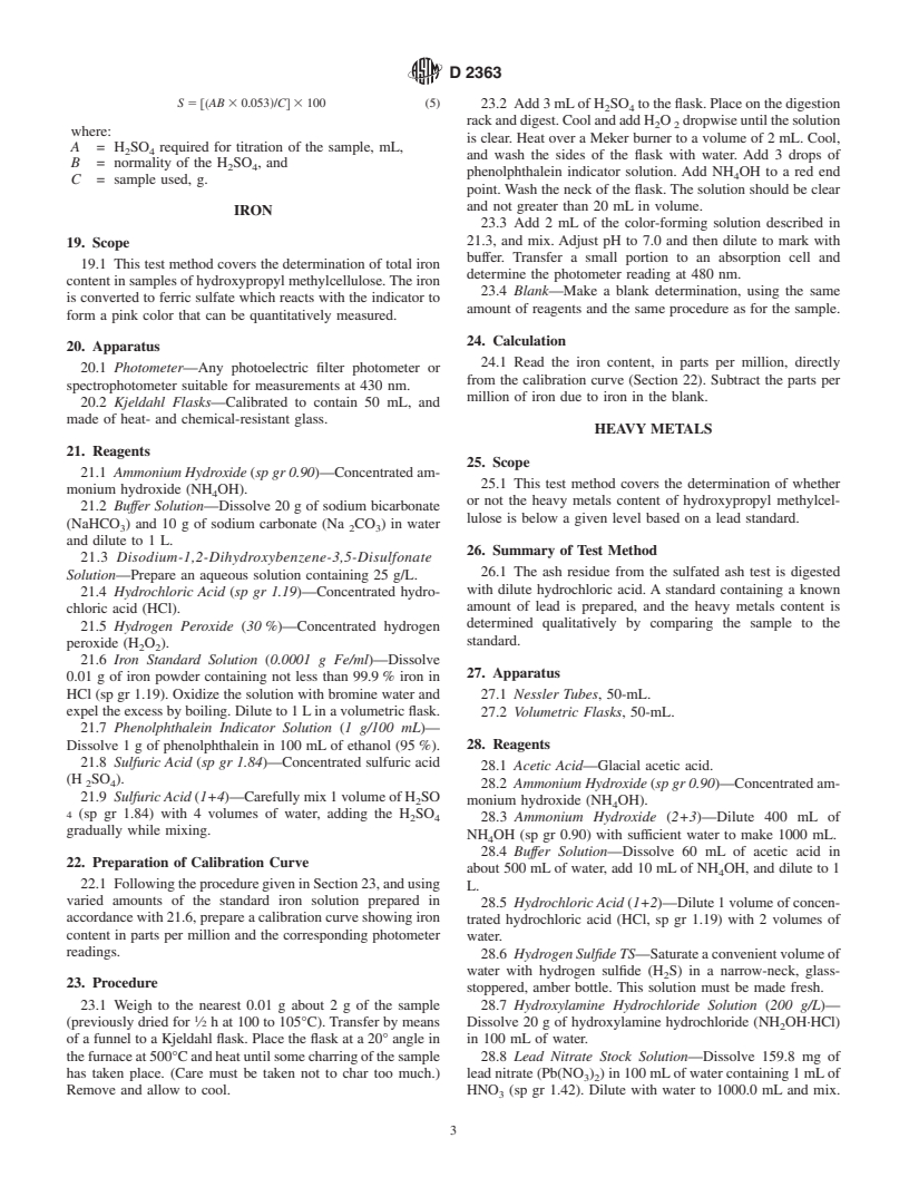 ASTM D2363-79(2000)e1 - Standard Test Methods for Hydroxypropyl Methylcellulose