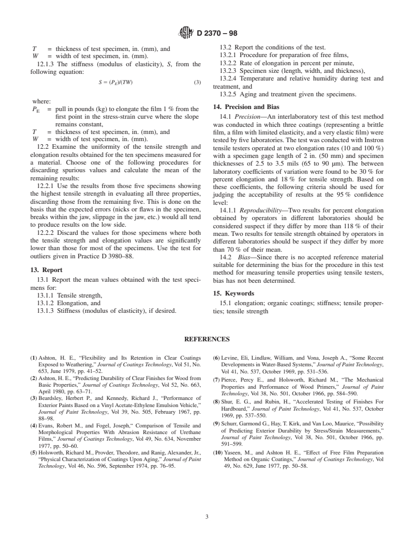 ASTM D2370-98 - Standard Test Method for Tensile Properties of Organic Coatings