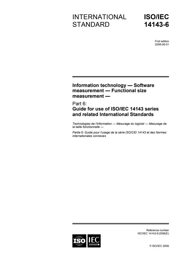 ISO/IEC 14143-6:2006 - Information technology -- Software measurement -- Functional size measurement