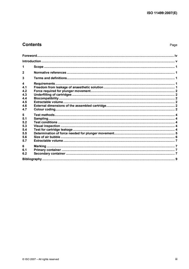ISO 11499:2007 - Dentistry -- Single-use cartridges for local anaesthetics