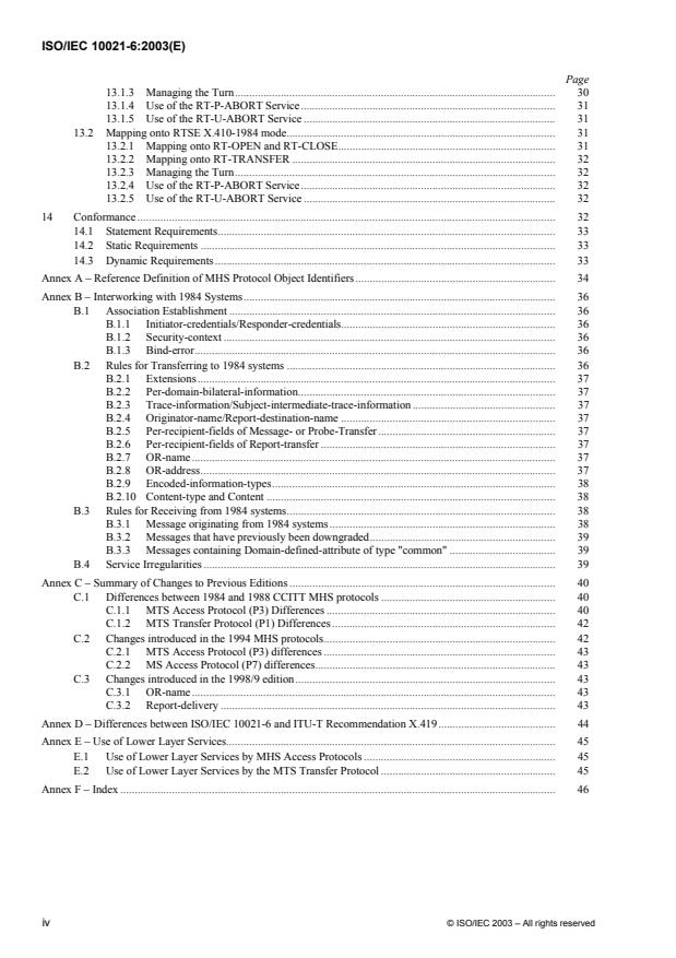 ISO/IEC 10021-6:2003 ISO/IEC 10021-6:2003 - Information technology -- Message Handling Systems (MHS): Protocol specifications - Page 4 preview