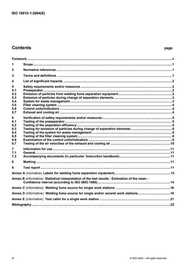 ISO 15012-1:2004 ISO 15012-1:2004 - Health and safety in welding and allied processes -- Requirements testing and marking of equipment for air filtration - Page 4 preview