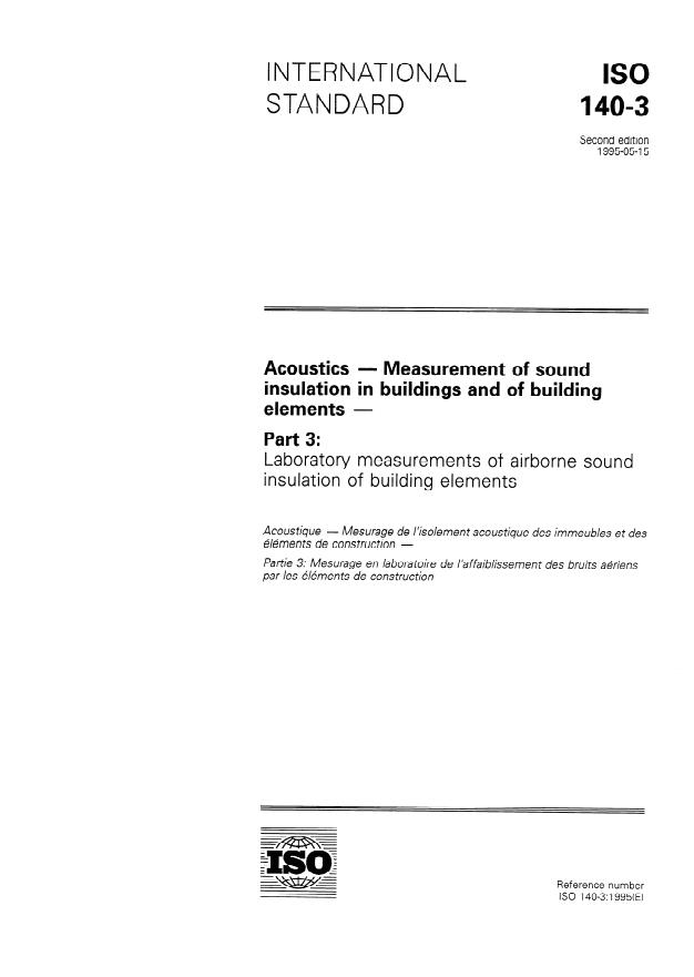 ISO 140-3:1995 - Acoustics -- Measurement of sound insulation in buildings and of building elements