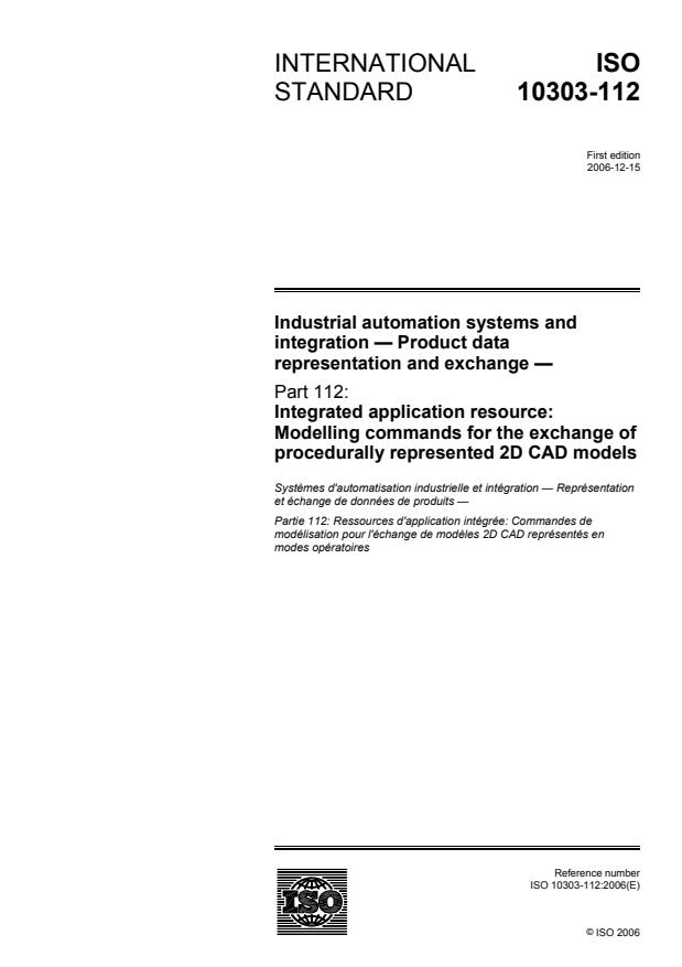 ISO 10303-112:2006 - Industrial automation systems and integration -- Product data representation and exchange