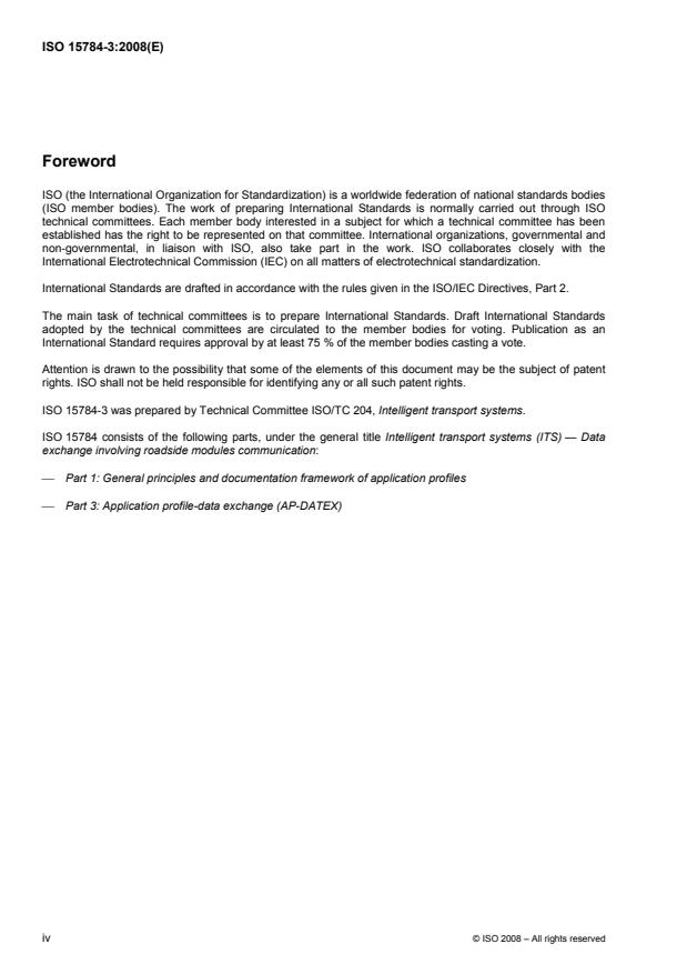 ISO 15784-3:2008 ISO 15784-3:2008 - Intelligent transport systems (ITS) -- Data exchange involving roadside modules communication - Page 4 preview