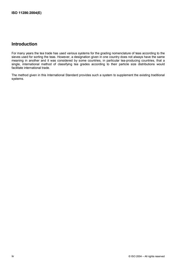 ISO 11286:2004 ISO 11286:2004 - Tea -- Classification of grades by particle size analysis - Page 4 preview