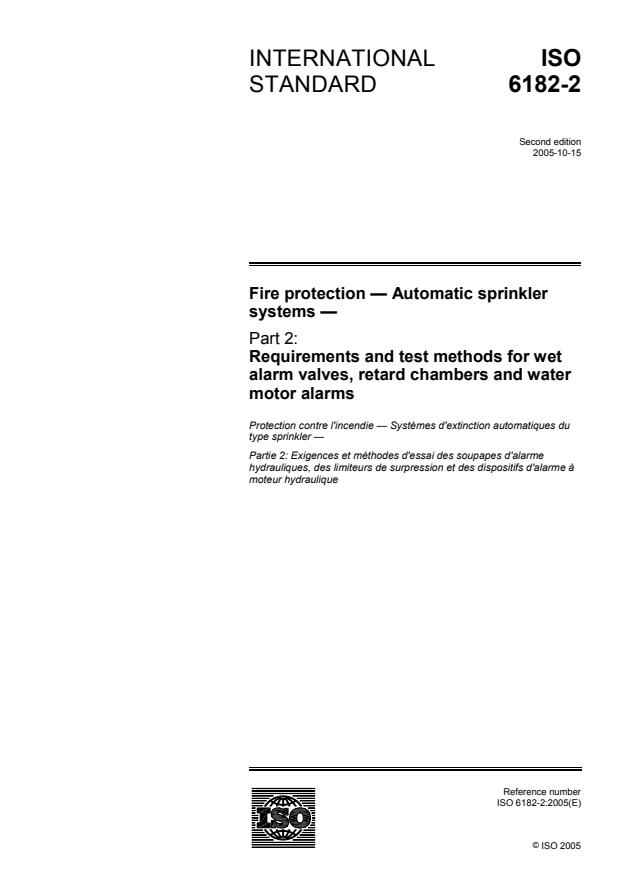ISO 6182-2:2005 - Fire protection -- Automatic sprinkler systems