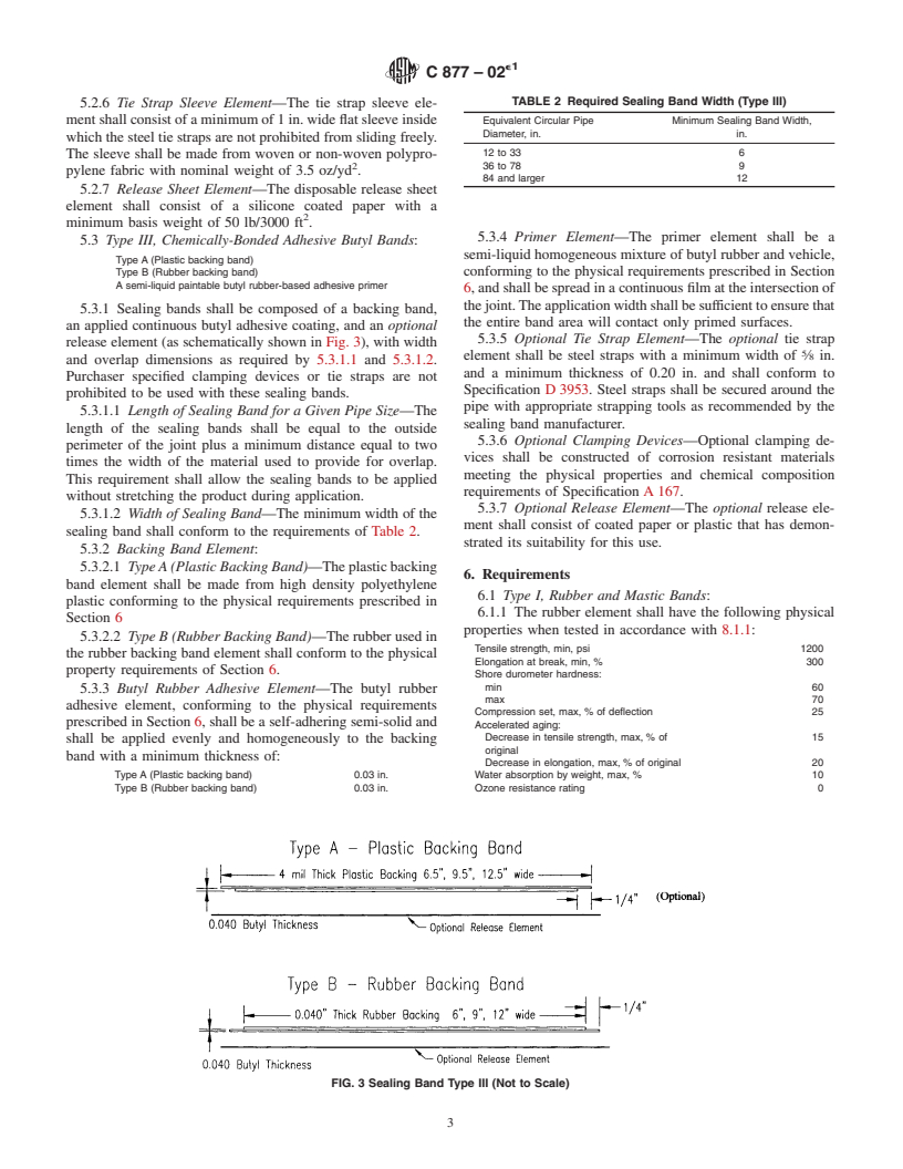 ASTM C877-02e1 - Standard Specification for External Sealing Bands for Concrete Pipe, Manholes, and Precast Box Sections