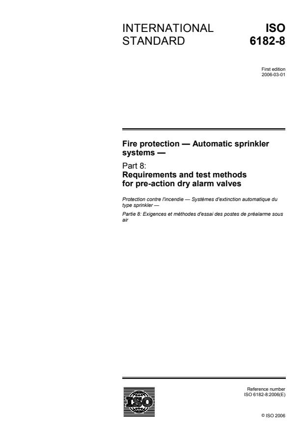 ISO 6182-8:2006 - Fire protection -- Automatic sprinkler systems