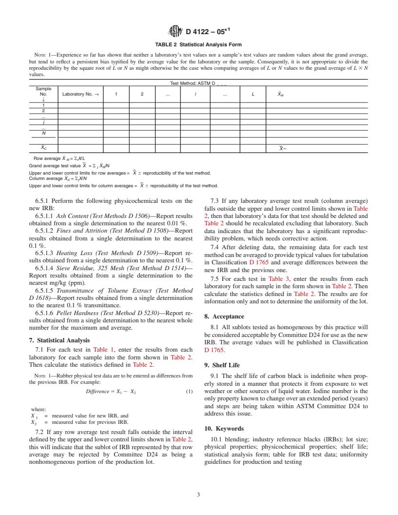 ASTM D4122-05e1 - Standard Practice for Carbon Black&#8212;Evaluation of an Industry Reference Black