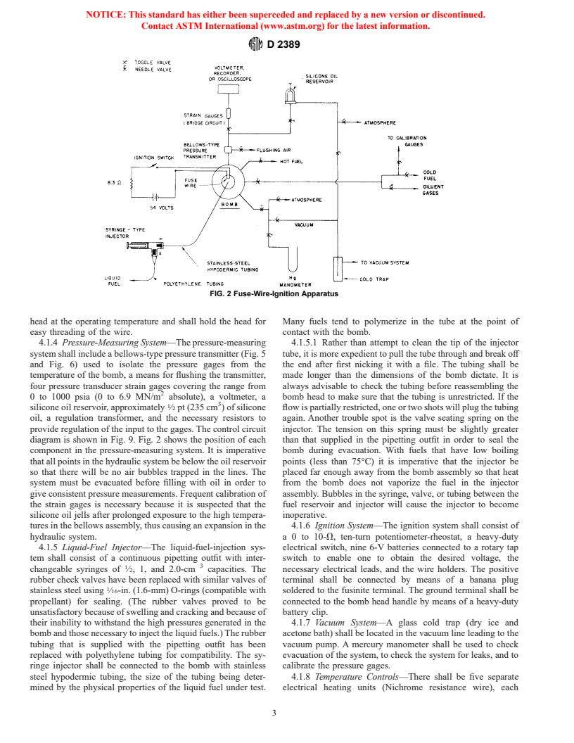 ASTM D2389-83(1994) - Standard Test Method for Minimum Pressure for Vapor Phase Ignition of Monopropellents (Withdrawn 2003)