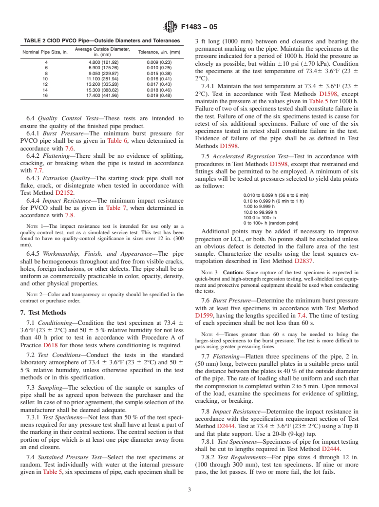 ASTM F1483-05 - Standard Specification for Oriented Poly(Vinyl Chloride), PVCO, Pressure Pipe