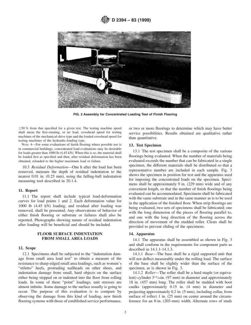 ASTM D2394-83(1999) - Standard Methods for Simulated Service Testing of Wood and Wood-Base Finish Flooring