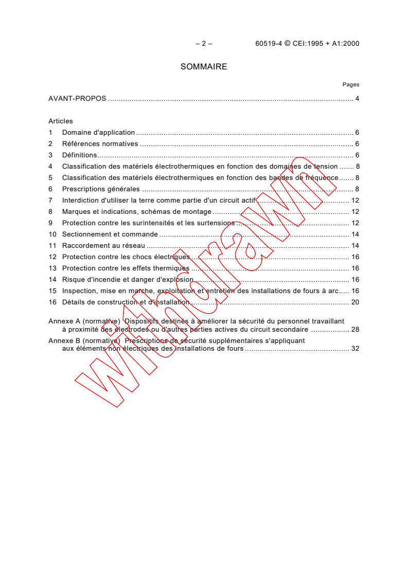 IEC 60519-4:1995 IEC 60519-4:1995+AMD1:2000 CSV - Safety in electroheat installations - Part 4: Particular requirements for arc furnace installations
Released:4/18/2000
Isbn:2831852056 - Page 4 preview