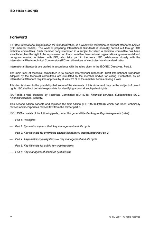 ISO 11568-4:2007 ISO 11568-4:2007 - Banking -- Key management (retail) - Page 4 preview