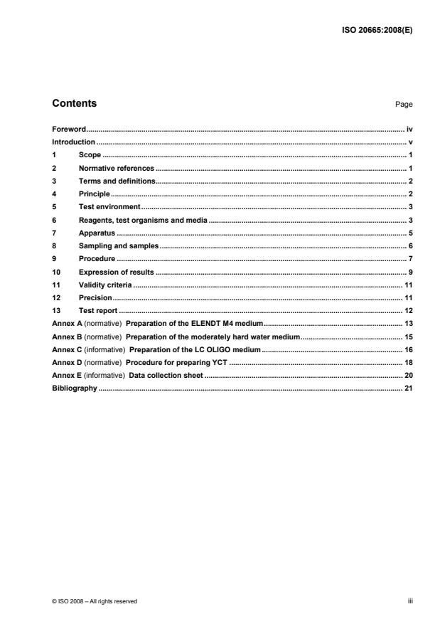 ISO 20665:2008 - Water quality -- Determination of chronic toxicity to Ceriodaphnia dubia