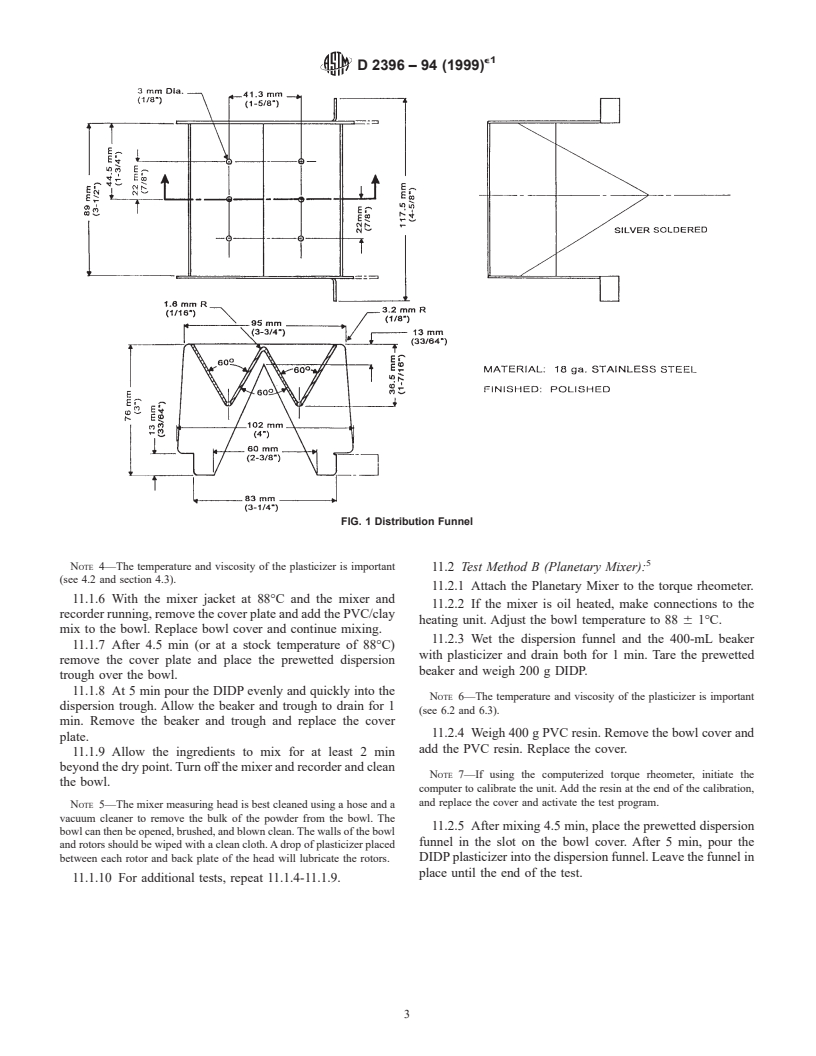 ASTM D2396-94(1999)e1 - Standard Test Methods for Powder-Mix Time of Poly(Vinyl Chloride) (PVC) Resins Using a Torque Rheometer