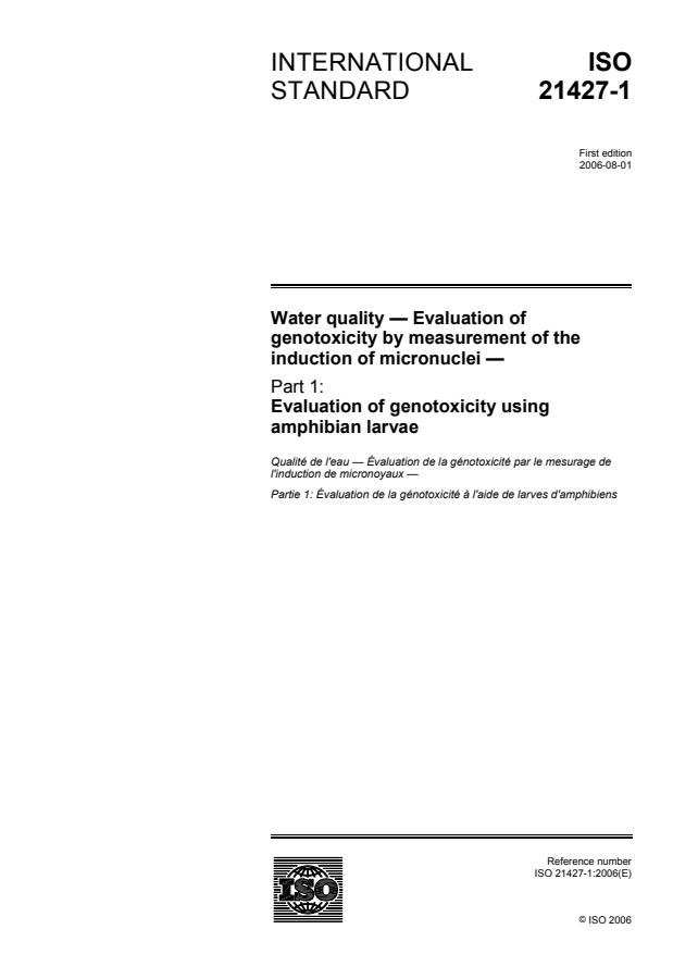 ISO 21427-1:2006 - Water quality -- Evaluation of genotoxicity by measurement of the  induction of micronuclei