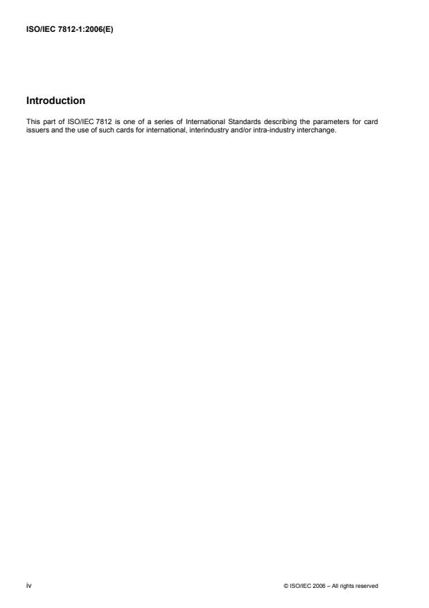 ISO/IEC 7812-1:2006 ISO/IEC 7812-1:2006 - Identification cards -- Identification of issuers - Page 4 preview