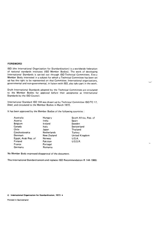 ISO 144:1973 ISO 144:1973 - Steel -- Reverse bend testing of wire - Page 2 preview
