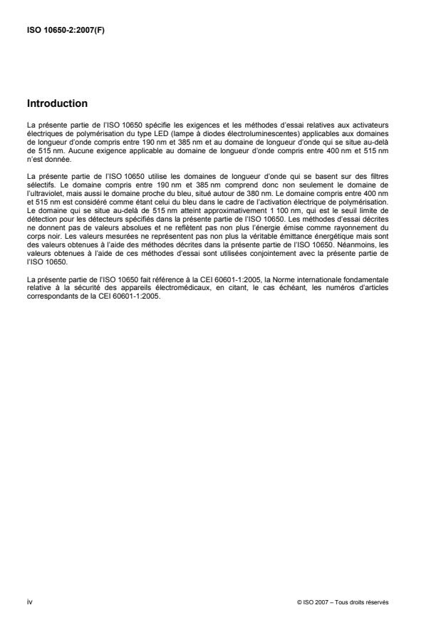 ISO 10650-2:2007 ISO 10650-2:2007 - Art dentaire -- Activateurs électriques de polymérisation - Page 4 preview