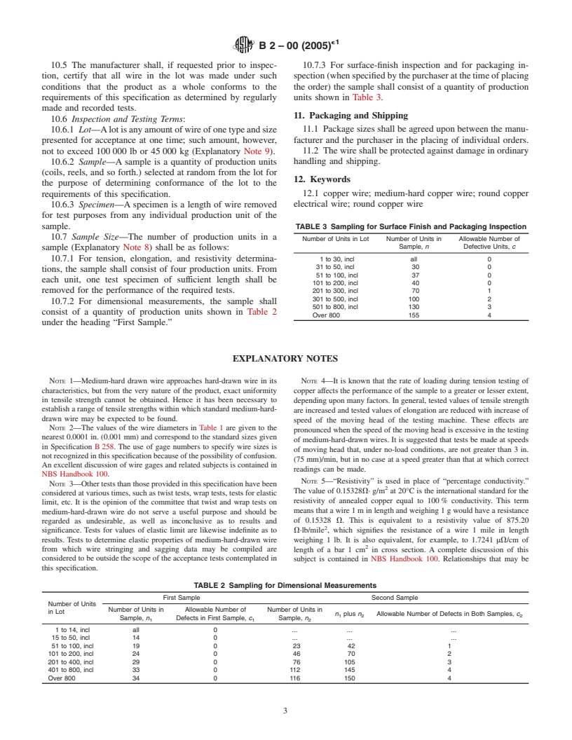 ASTM B2-00(2005)e1 - Standard Specification for Medium-Hard-Drawn Copper Wire