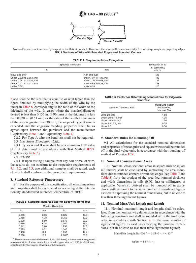 ASTM B48-00(2005)e1 - Standard Specification for Soft Rectangular and Square Bare Copper Wire for Electrical Conductors