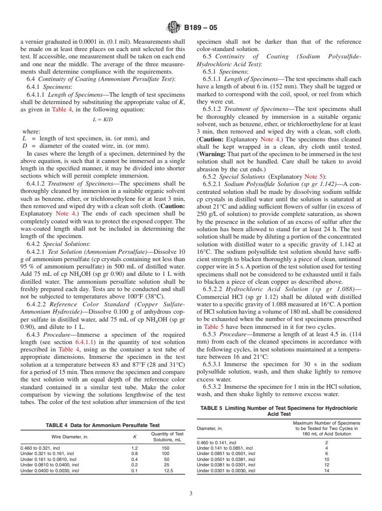 ASTM B189-05 - Standard Specification for Lead-Coated and Lead-Alloy-Coated Soft Copper Wire for Electrical Purposes