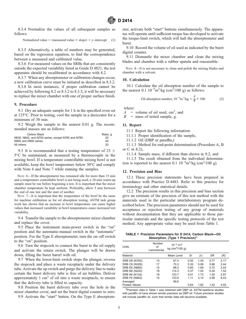 ASTM D2414-01 - Standard Test Method for Carbon Black&#8212;Oil Absorption Number