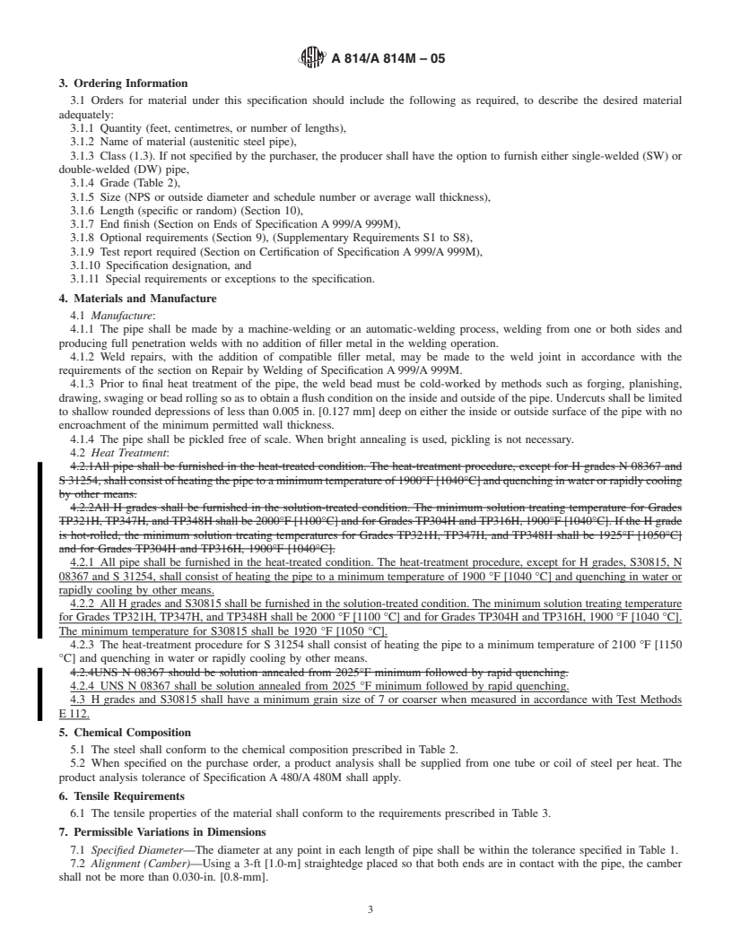 REDLINE ASTM A814/A814M-05 - Standard Specification for Cold-Worked Welded Austenitic Stainless Steel Pipe