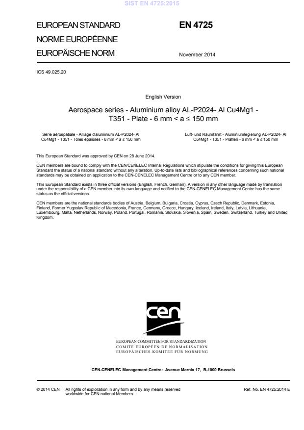 EN 4725:2014 EN 4725:2015 - Page 3 preview