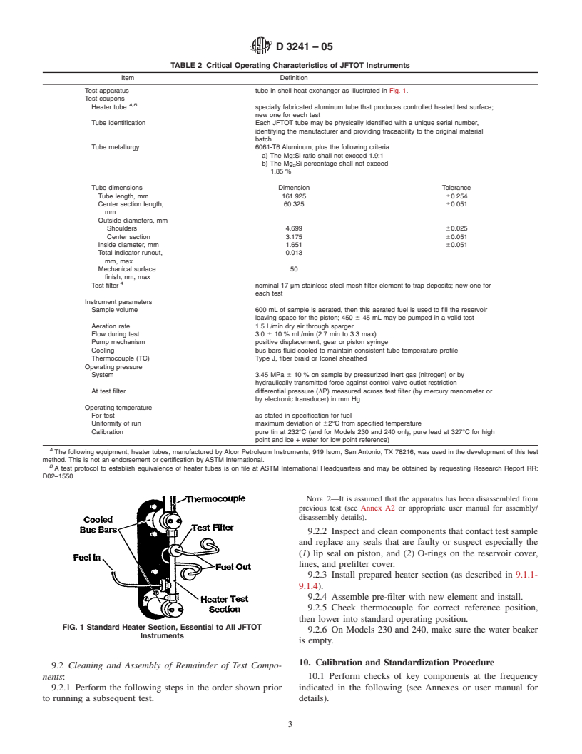 ASTM D3241-05 - Standard Test Method for Thermal Oxidation Stability of Aviation Turbine Fuels (JFTOT Procedure)