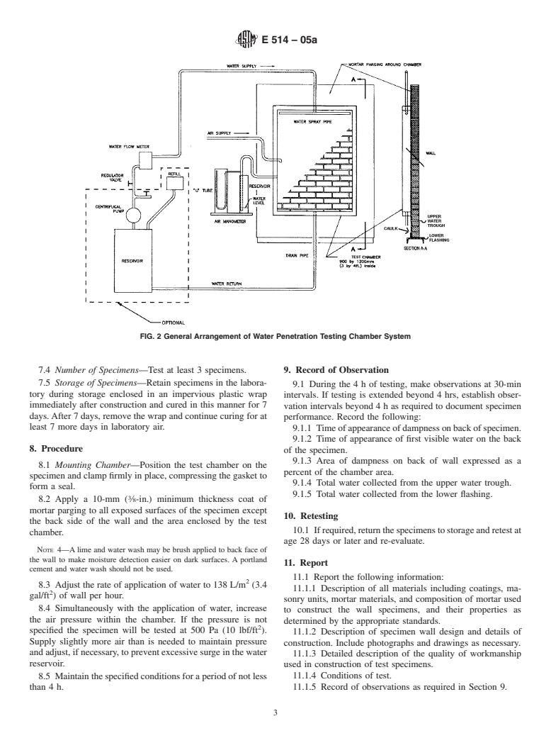 ASTM E514-05a - Standard Test Method for Water Penetration and Leakage Through Masonry