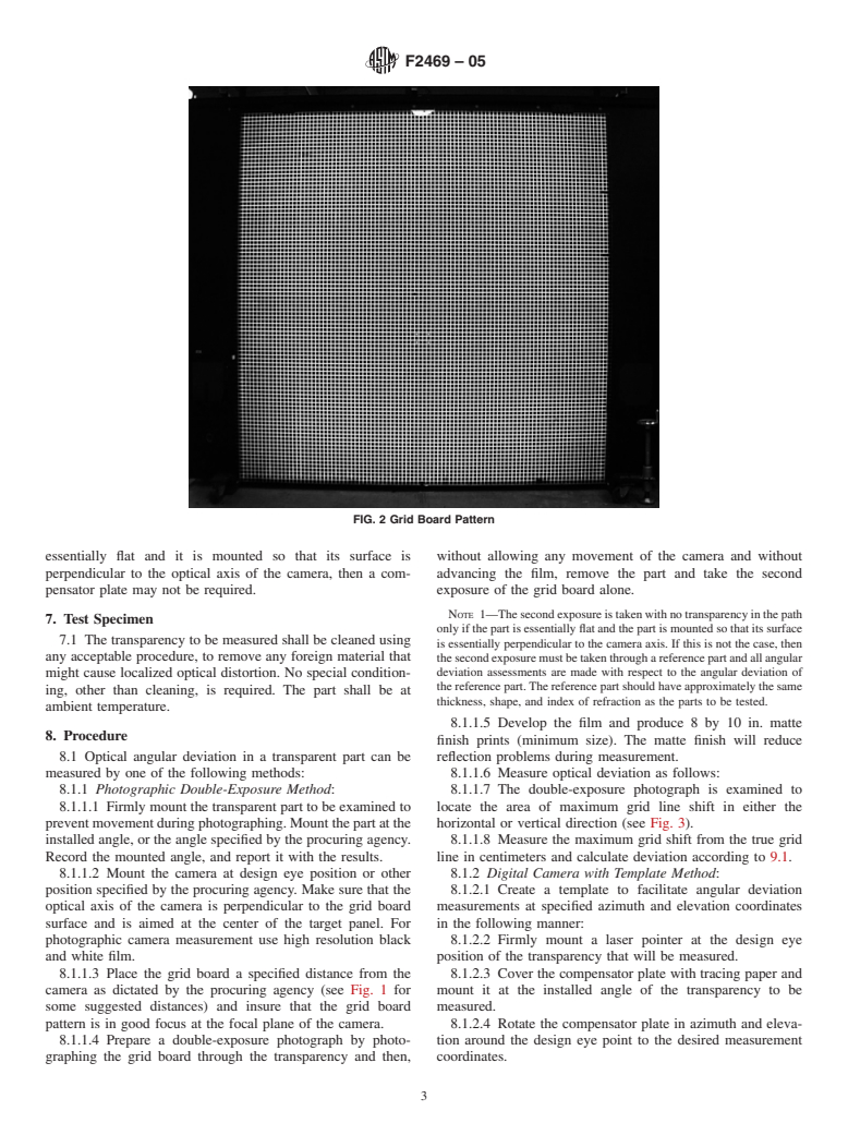 ASTM F2469-05 - Standard Test Method for Measuring Optical Angular Deviation of Transparent Parts Using the Double-Exposure Method