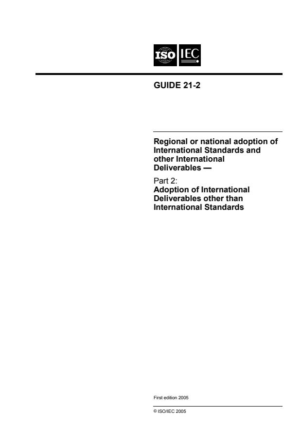 ISO/IEC Guide 21-2:2005 - Regional or national adoption of International Standards and other International Deliverables