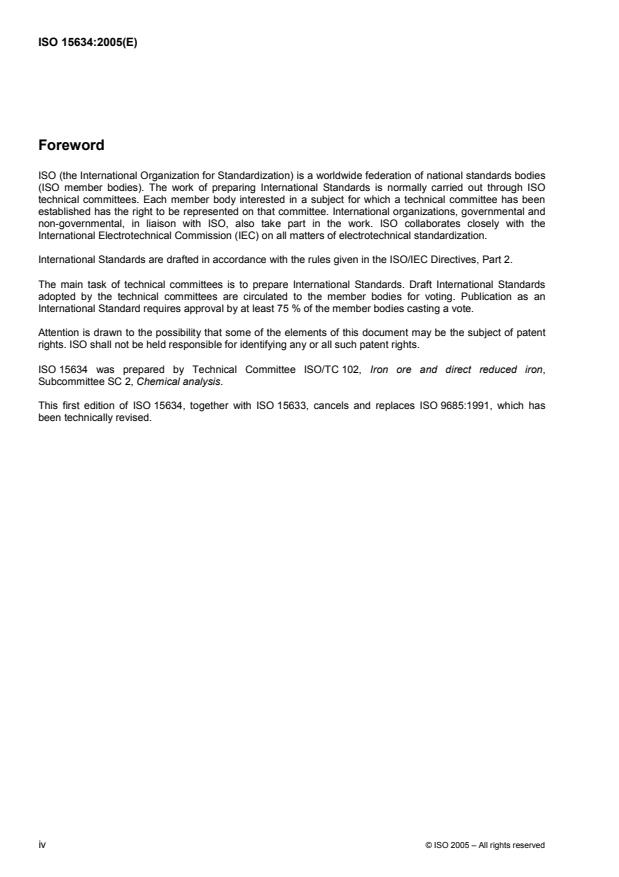ISO 15634:2005 ISO 15634:2005 - Iron ores -- Determination of chromium content -- Flame atomic absorption spectrometric method - Page 4 preview