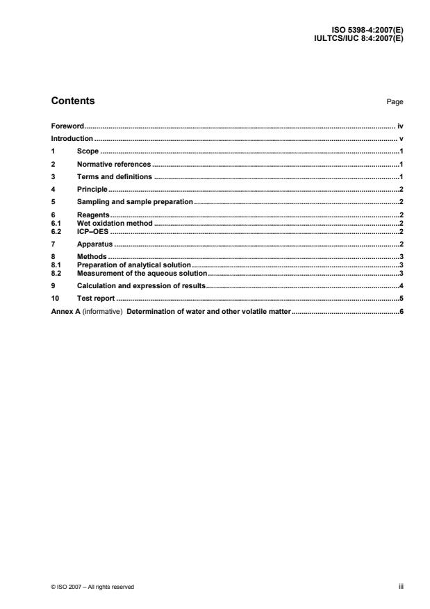 ISO 5398-4:2007 - Leather -- Chemical determination of chromic oxide content