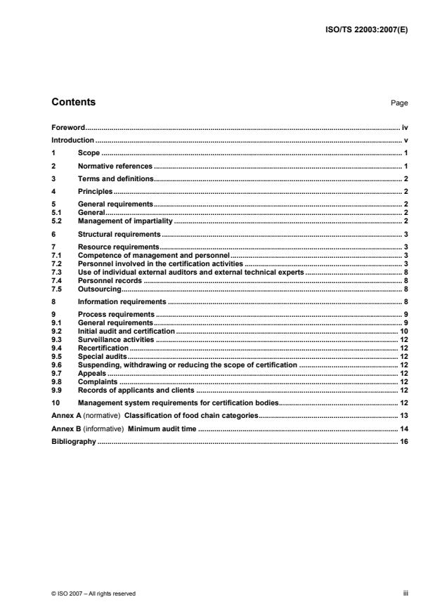 ISO/TS 22003:2007 - Food safety management systems -- Requirements for bodies providing audit and certification of food safety management systems