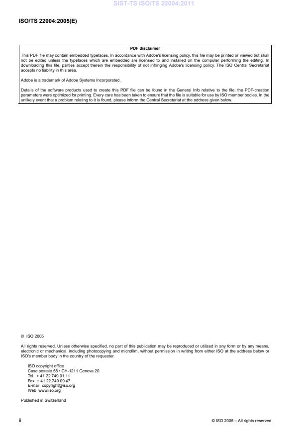 ISO/TS 22004:2005 TS ISO/TS 22004:2011 - Page 4 preview